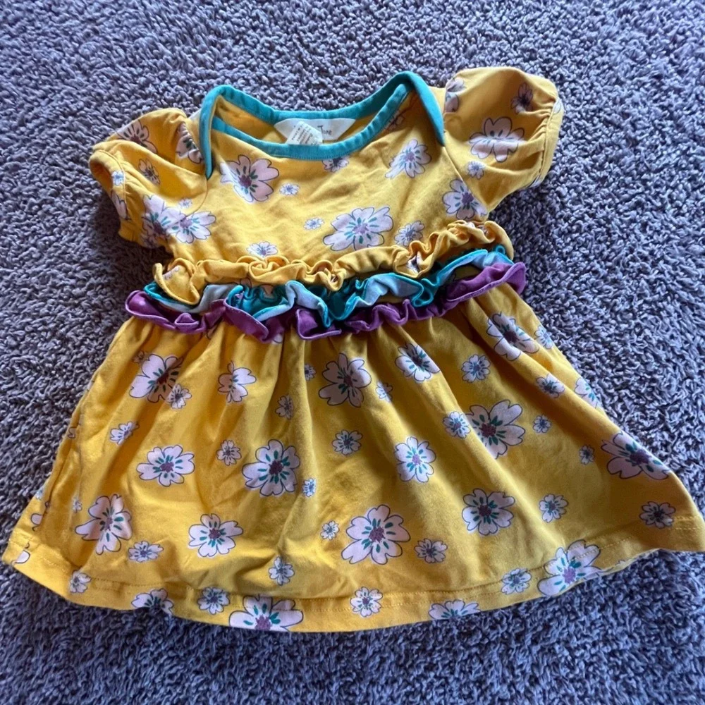 Matilda Jane Baby Girl Yellow Floral Ruffle Dress Short Sleeve 3-6 Months 28906D